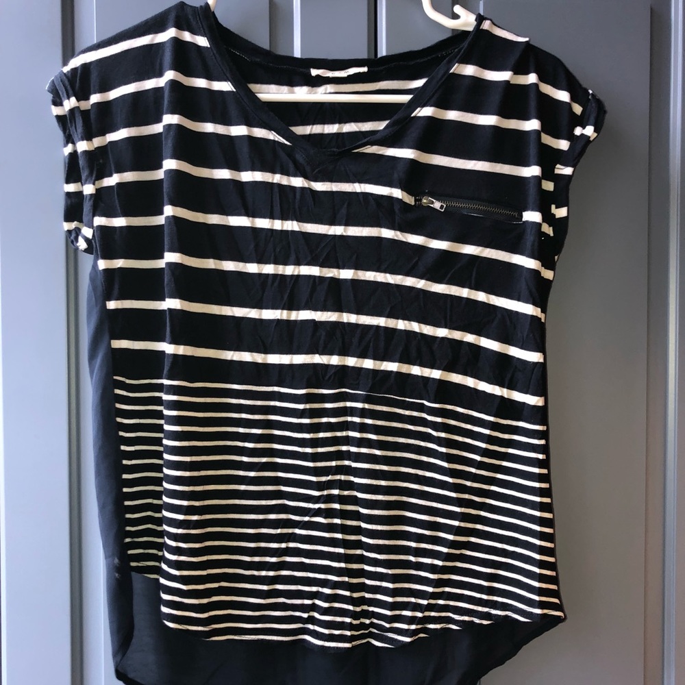 Blue & White Stripped See Threw Back Shirt